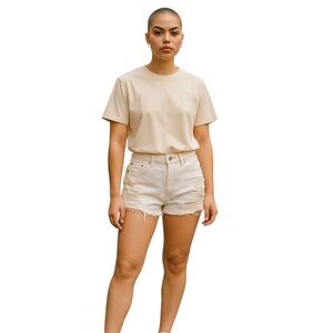 Abercrombie &Fitch Womens‎ 26 Cream Denim Cut Off Shorts Tie Hips Daisy Dukes